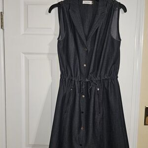 Calvin Klein Charcoal Sleeveless Button-Down Dress